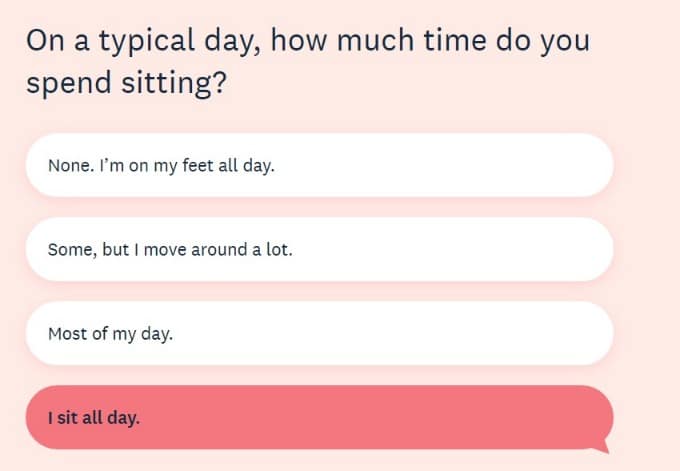 weight watchers exercise: on a typical day, how much time do you send sitting?